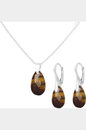 ARLIZI 2255 Sieraden set tijgeroog druppel hanger - sterling