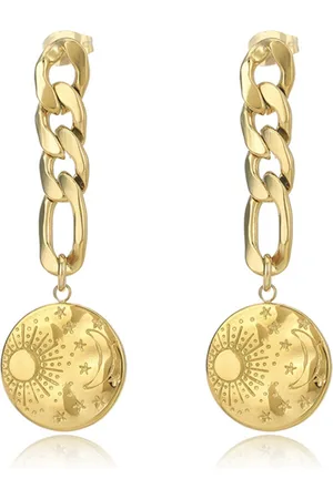 ASTRADAVI 18K Vergulde Sieraden - Oorbellen - Dangle Oorringen - Zon Maan en Sterren Dangle Oorbellen - Cadeau Idee