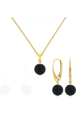 ARLIZI 2147 Sieraden set zwarte onyx hanger - verguld