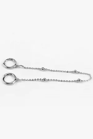 Dottilove Dubbele Dames Oorringen - 14K Witgoud Vergulde - Oorbellen met Ketting