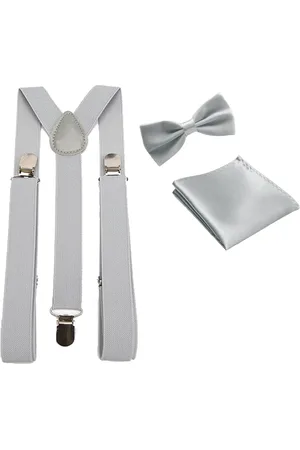 Merkloos Bretels inclusief vlinderdas en pochette - - met stevige clip - bretels - vlinderdas – strik – strikje – pochet - luxe - unisex - heren - giftset