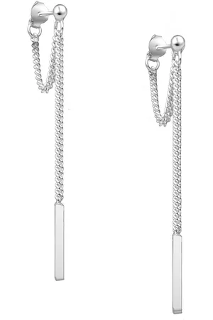 EAR IT UP Oorbellen - Bar - Luxe kwaliteit - Ketting - Dubbel - 925 sterling - 56 x 2 mm - 1 paar