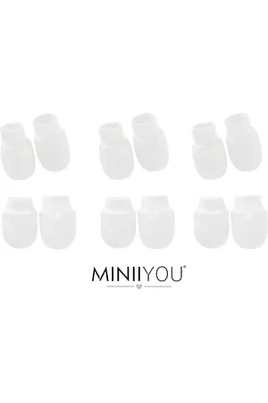 MINIIYOU 3-pack - Baby Newborn Krabwantjes en Slofjes - Effen Wit
