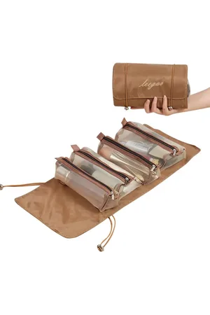 Merkloos Luxe Make-up Reistas + Blender Spons - 4-in-1 Organizer - Toilettas - Etuis - Hangende Make-up Tas - Etui - Opbergtas voor Toiletartikelen - Ophangbaar en Multifunctioneel - Cosmetica Opbergen - Reisaccessoires Beauty Essentials - Opbergtas