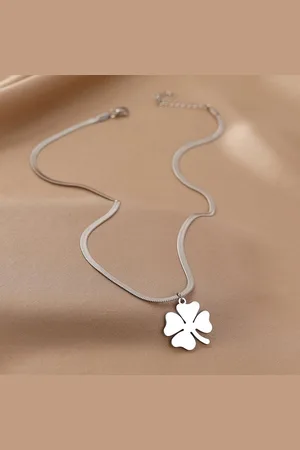 Soraro RVS klaver Ketting 40 cm | Geluk | Klavertje vier | Cuban Link Ketting | Zilverkleurig | 5mm | Dames Cadeau |