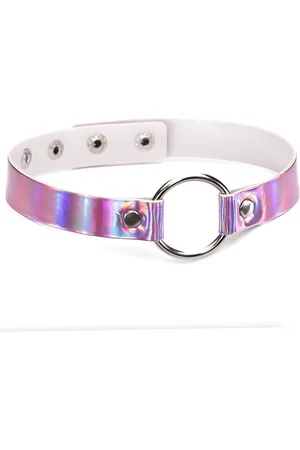 KIMU Choker Holografisch Ring - Iridescent Collar Ketting Sexy Festival