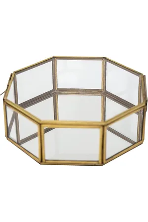 Merkloos Sieradenkistje Ava goud 18 x 6 cm - Ringbox bruiloft - Achthoekige opbergdoos - Sieraden kettingen armbanden - Ringen - Goudkleurig
