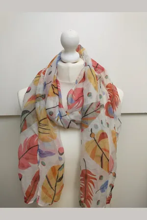 Merkloos Lange dames sjaal Mariena verenmotief rood oranje zwart roze blauw groen beige