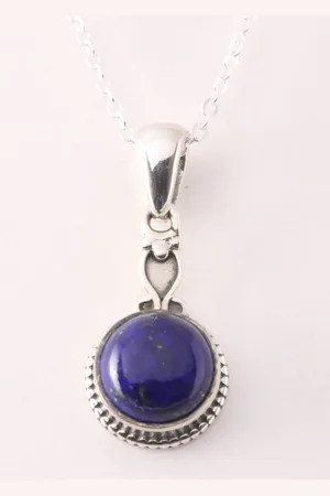 AsiAsia Fijne bewerkte zilveren hanger met lapis lazuli aan ketting