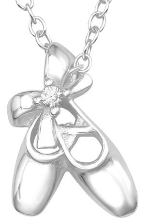 JYC Joy|S - Zilveren ballerina schoentjes hanger met ketting - zirkonia - ketting 39 cm (verstelbaar 36 cm of 39 cm)