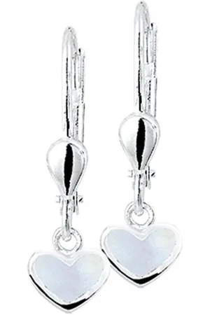 Yo&No Oorbellen - Zilver - Oorhangers - Hart - Brisur haak - Parelmoer - Wit - 7/7,8mm - Kinderen - Zilver 925