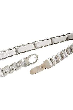 Merkloos Zilveren RVS Schakelriem Riem Gesp - Zilveren Schakelriemen met Elastische Band - Trendy Taille Riemen