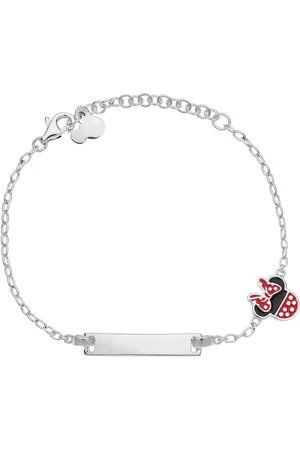 Disney 4-DIS010 Zilveren Armband Minnie Mouse - Minnie Armbandje - Sieraden - 14+3cm Lengte - Ankerschakel - 1,7mm - Plaatje 21x4,6mm - Minnie 9,6x9,2mm - 925 - Zilver