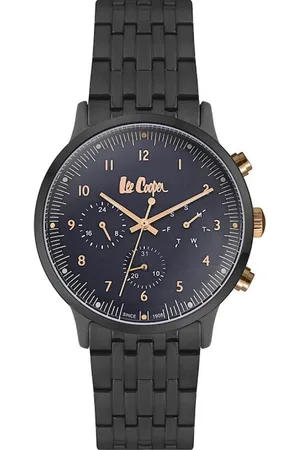 Lee LC06969.690 - Horloge - Analoog - Mannen - Heren - stalen band - Zwart - Blauw - Rosékleurig