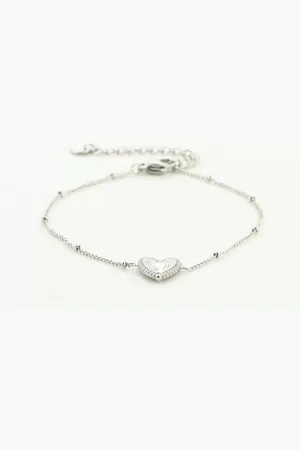 MICHELLE Minimalistische armband met hartje dames - - Armband dames - 16 + 3 cm - Stainless Steel armband - - Zilveren armband - Kerst armband - Kerst sieraden - Bracelet - Cadeau - Sinterklaas - Moederdag - Valentijn