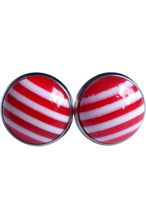 2 Love It Gestreept - Oorknopjes - Stainless steel - Nikkelvrij - Diameter 12 mm - - Wit - Zilverkleurig