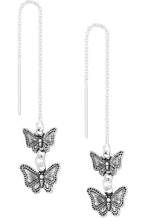 EAR IT UP Doortrekoorbellen - Vlinders - Threader - Geoxideerd 925 sterling - 85 x 11.5 mm - 1 paar