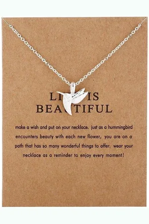 Bixorp Luck Geluksketting met Kolibrie Vogel Zilverkleurig - Afscheidscadeau - Cadeau voor Haar / Dames / Vriendin / Mama / Vrouwen - Ketting met Hummingbird Hanger