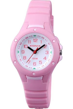 XONIX ABD-002 - Horloge - Analoog - Kinderen - Unisex - Siliconen band - ABS - Cijfers - Waterdicht - 10 ATM - Roze