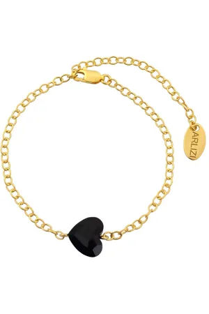 ARLIZI 1721 Armband Hartje Swarovski Kristal Zwart - verguld - 20 cm