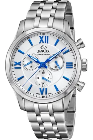 Jaguar J963/1 Heren Horloge - Saffierglas - Roestvrijstaal/Staal - Zilverkleurig - Ø 41.5 mm - Quartz - Vouw/Vlindersluiting - 10 ATM (zwemmen)
