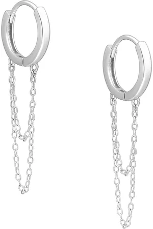 EAR IT UP Oorbellen - Oorringen - Ketting - Dubbel - Gerhodineerd 925 sterling - 38 x 14 mm - 1 paar