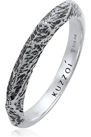 Kuzzoi Heren Ring Heren Band Ring Smalle Gebruikte Look Solide Trend in 925 Sterling Zilver