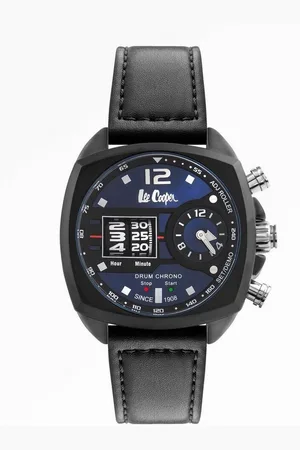 Lee LC07004.691 - Horloge - Analoog - Mannen - Heren - leren band - Zwart - Blauw - Zilverkleurig