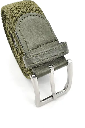 Merkloos Elastische Elastiek Riem Stretch. Totale lengte 105 cm.. Kleur legergroen