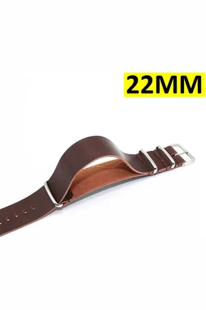 Merkloos Ultra Dunne Geunine Lederen Horloge Band - Zulu Strap - Nato Band - 22MM