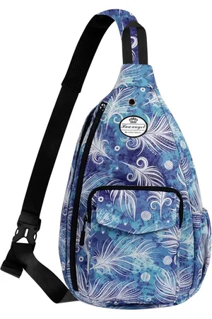 Merkloos Stijlvolle borstzak, crossbody bag, licht bloemenpatroon, rugzak voor dames, waterdicht, kleine slingtas, borstzak, schouderzak voor dames, met flessenvak, voor reizen, sportief, wandelen