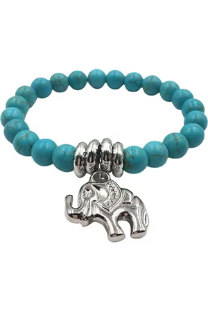 Marama Armband Olifantje - elastisch 19-22 cm. - edelsteen Howliet - hanger olifant - damesarmband
