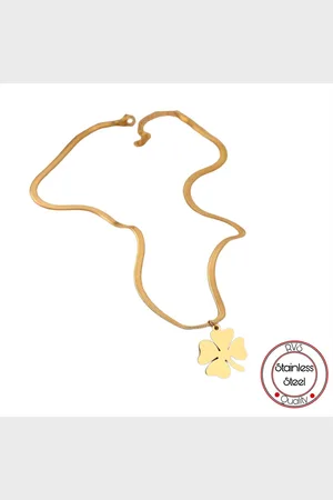 Soraro RVS klaver Ketting 40 cm Goudkleur | Geluk | Klavertje vier | Cuban Link Ketting | Goudkleurig | 5mm | Dames Cadeau |