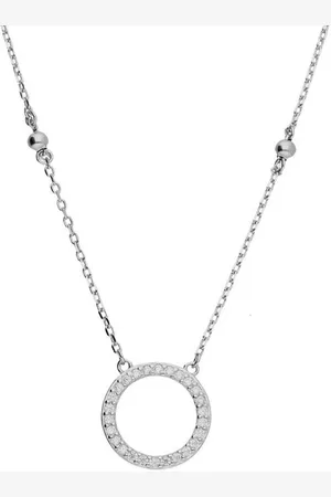 Zilver Cirkel zirkonia ketting | Zirkonia Ketting en | 925 | Gerhodineerd - Amona Jewelry