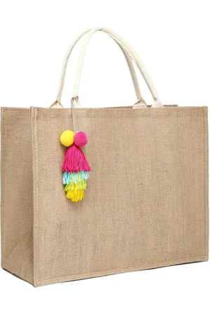 Merkloos Jute strandtas voor dames, natuurlijke waterdichte zomerzwembadhandtas, Hallo weekendtrip, picknicktassen met handvat