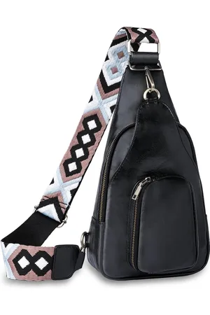 Merkloos Crossbody Bag met brede riem, kleine schoudertas, borstzak, vintage schoudertas, crossbody tas, brede riem, bodybag voor dames, sling bag