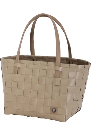 Handed By Duurzame handgevlochten boodschappentas met luxe zachte hengsels - Shopper - Weekendtas - Strandtas - Sporttas - Color Match - bruin mokka - mocha