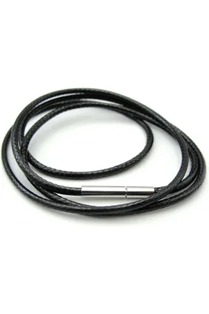 No Evil Kunstleer waxkoord collier ketting 50 cm 1 mm dik met zilverkleurige stalen sluiting