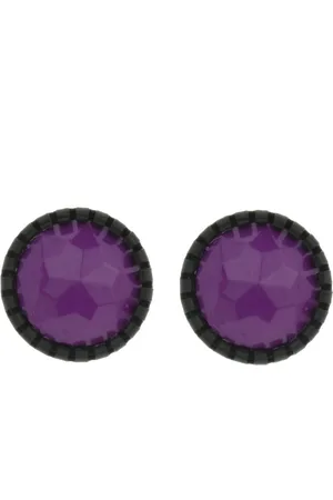 Behave Oorsteker Damers - Rond 2 cm - Zwart met Aubergine