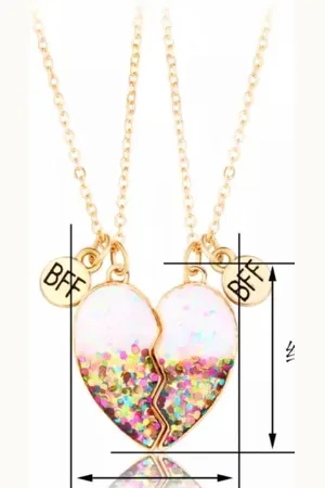 Akyol Best Friends - 2 Leuke Vriendschapskettingen -vriendinnen ketting -bff cadeau -best friends cadeau- Best Friends – bff – twee delige ketting – hartje – samenvoegen -vriendschap – Friends – best – confetti