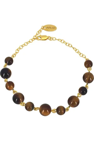 ARLIZI 2276 Armband tijgeroog kralen - verguld - 20 cm