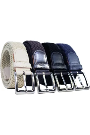 Safekeepers 4 Pak Elastische Broekriem: Zwart, Blauw, Bruin en Beige - 105 CM