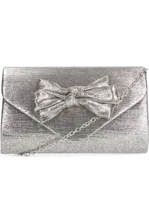Manfield Zilveren clutch met strik