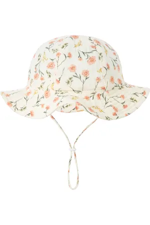 Merkloos Schattige Vakantie Zonnehoed Linnen look - Bloesem / Bloem / Bloemetjes | 3 – 18 Maanden | Baby – Kind | UV Werend | Elastiek – Licht Uitrekbaar | Strandhoedje - Zomer Accessoire | Voor op het strand of onderweg! | DH Collection