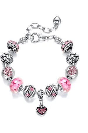 Treasure Trove Hart Bling Bedelarmband - Armband Vrouw - Zilverkleurig - Verstelbaar 19 - 22 cm