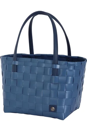 Handed By Duurzame handgevlochten boodschappentas met luxe zachte hengsels - Shopper - Weekendtas - Strandtas - Sporttas - Color Match - donkerblauw - ocean blue