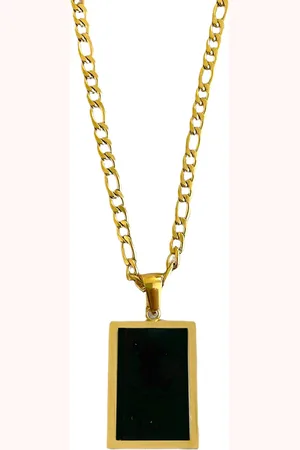 ASTRADAVI 18K Vergulde Sieraden - Hanger - Vintage Ontwerpen met Natuurlijke Edelstenen Bedels - Zwart Emaille - Cadeau Idee