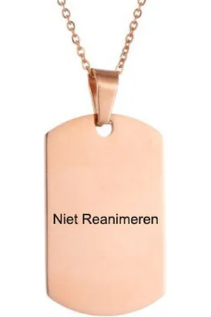 Amodi Gegraveerde Niet Reanimeren Ketting - Niet Reanimeren Penning - Do Not Resuscitate - Gegraveerd - Identiteitsplaatje - Dog Tag - Herkenningsplaatje - Roestvrij Staal - RVS - Verstelbaar