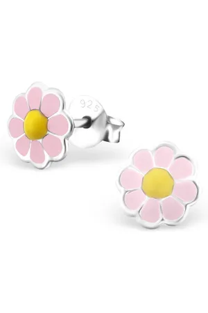 Montebello Princess Oorbellen Daisy Pink - 925 Zilver E-Coating - Bloem - ∅7mm