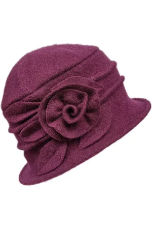 Merkloos MOSEN-Warme wintermutsen voor dames - retro wollen mutsen - winter wollen mutsen voor dames met bloemendecoraties - elegante hoeden van topkwaliteit